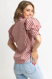 Lucky In Love Stripe Puff Sleeve