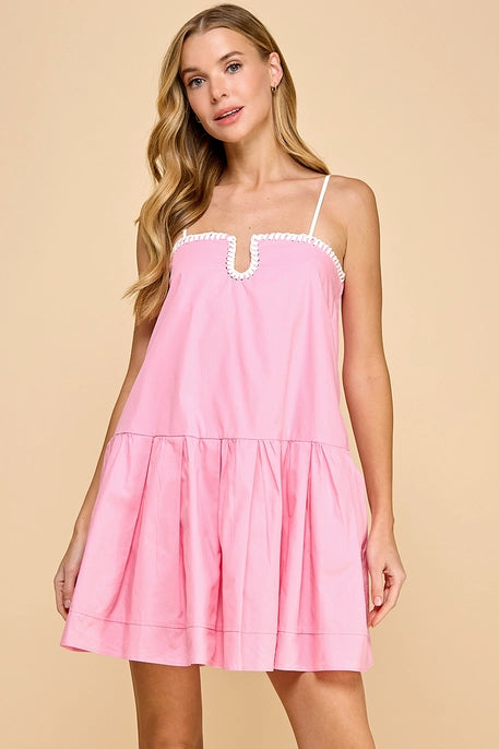 Drop Waist Pink Mini Dress