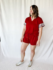 Lauren Sequin Shorts - Maroon