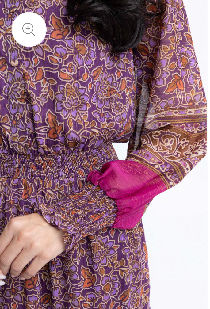 Floral Chiffon Metallic Maxi