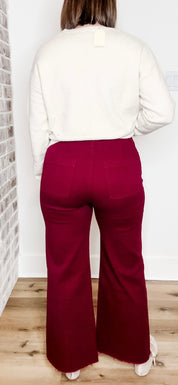 Stretch High Rise Wide Leg Cropped Denim