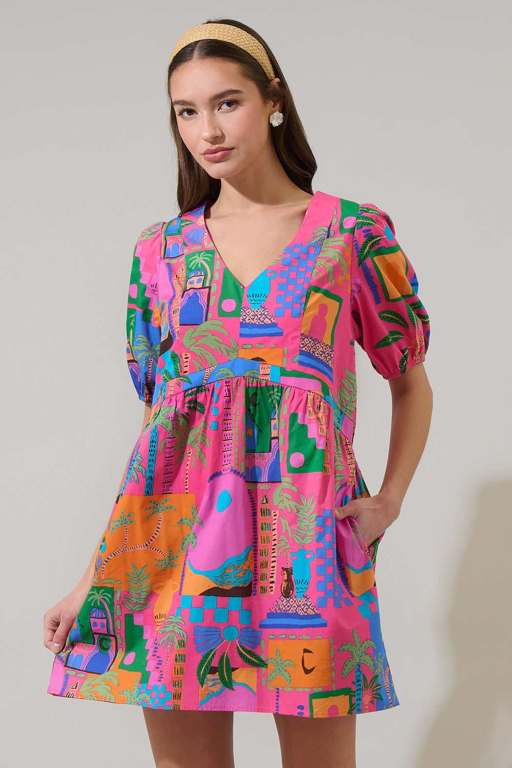 Fuchsia Multi Shift Dress