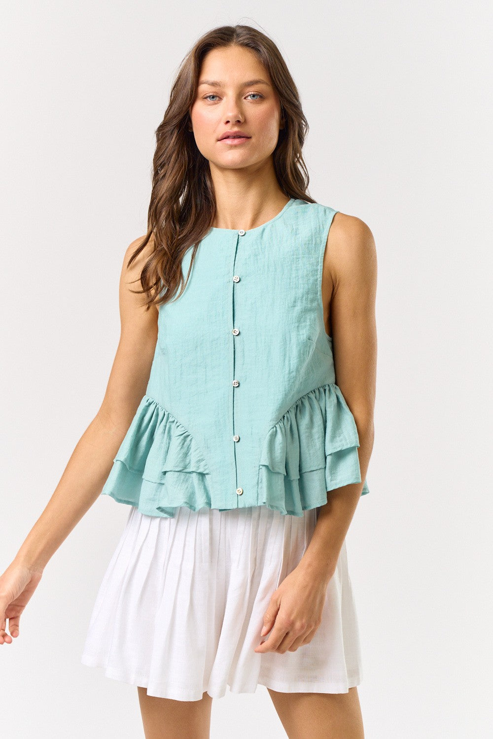Seafoam Ruffle Tank
