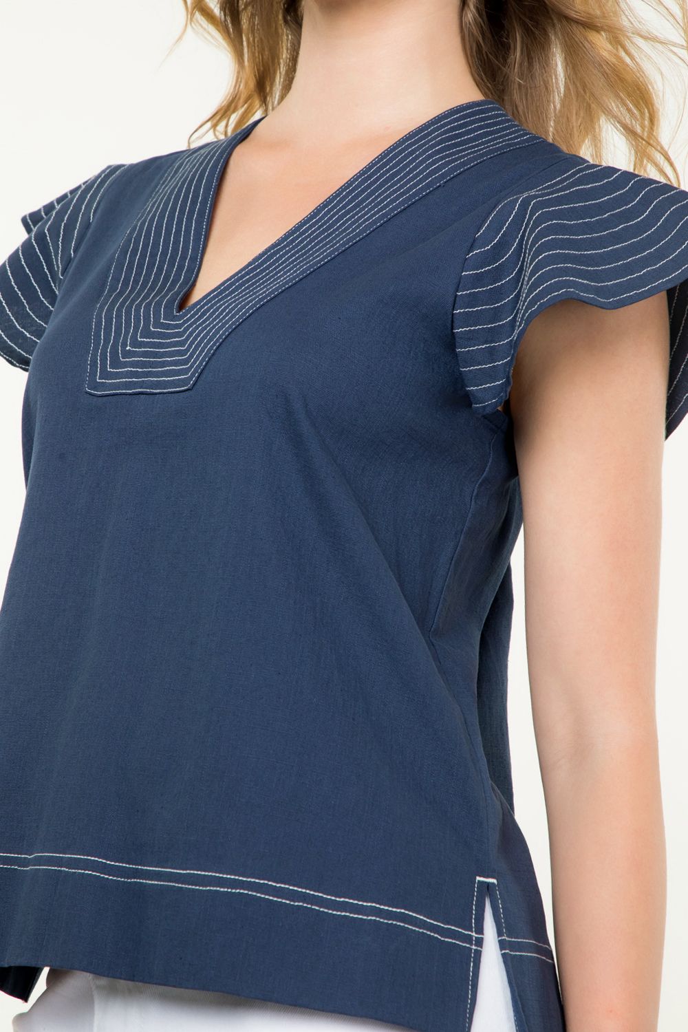 Short Sleeve V Neck Top