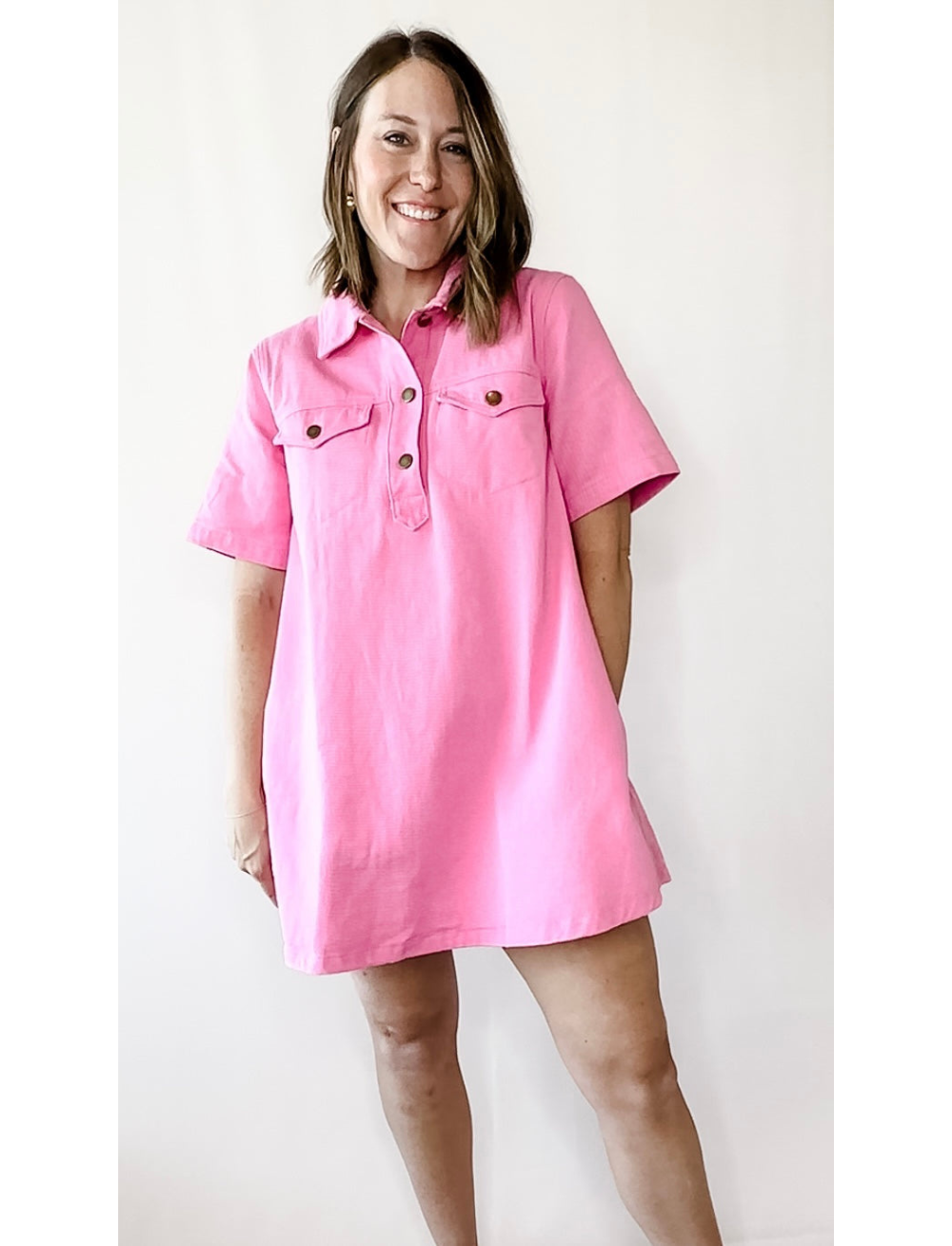 Denim Pocket Swing Shirt Dress