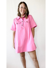 Denim Pocket Swing Shirt Dress