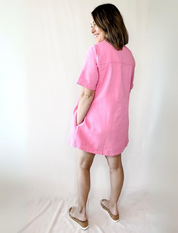 Denim Pocket Swing Shirt Dress