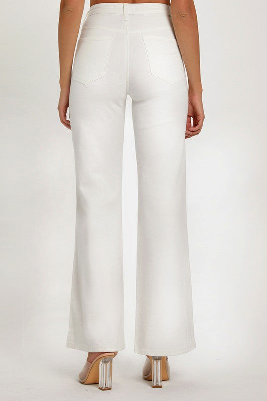 Risen Jeans Tummy Control White Denim