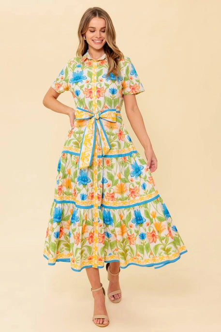 white dress long sleeve mini Spring Floral Midi – INHAUS Boutique