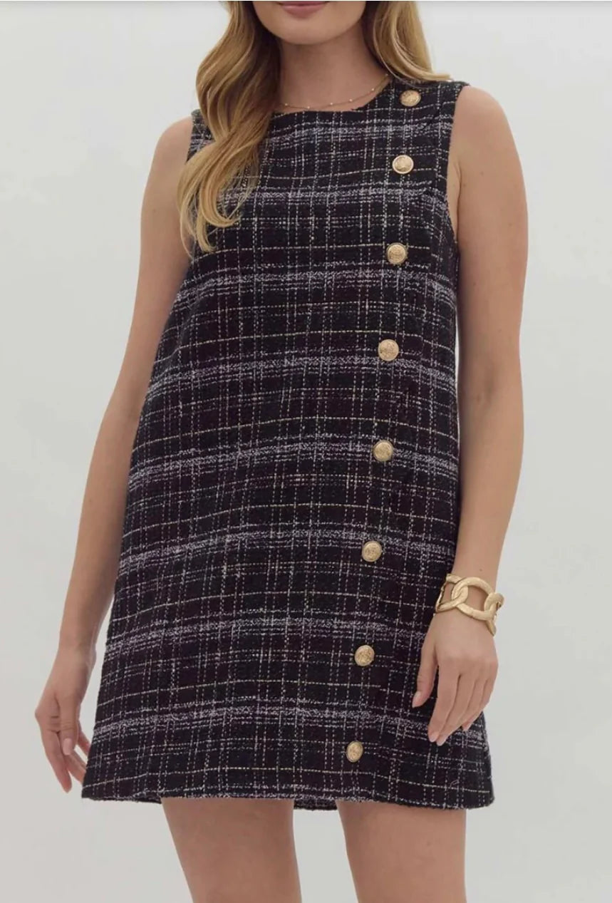 Plaid Tweed Mini Dress