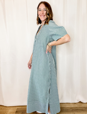 Serene Striped Maxi Shirt Dress