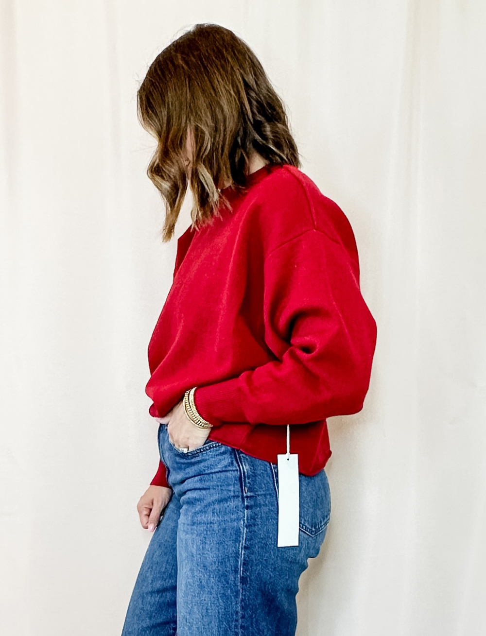 The Cozy Cropped Knit Sweater - Burgundy