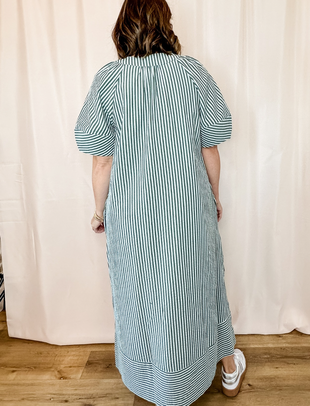 Serene Striped Maxi Shirt Dress