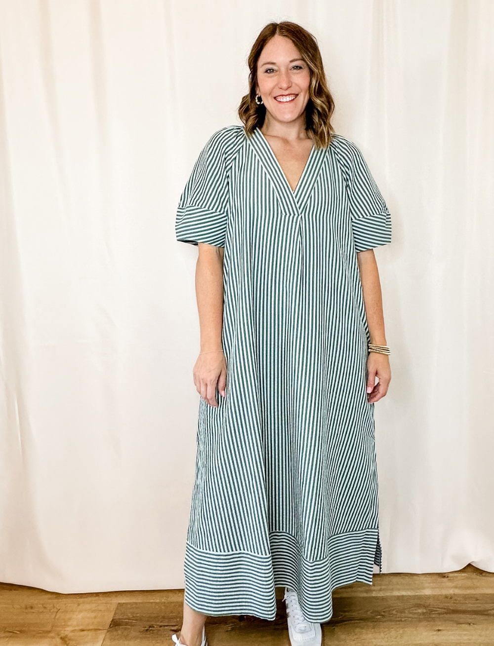 Serene Striped Maxi Shirt Dress