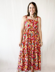 Floral Scoop Back Tier Maxi Dress