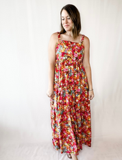 Floral Scoop Back Tier Maxi Dress