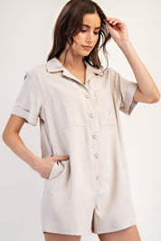 Oatmeal Button Down Romper